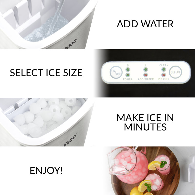 Stainless Steel Portable Countertop Ice Maker with Handle