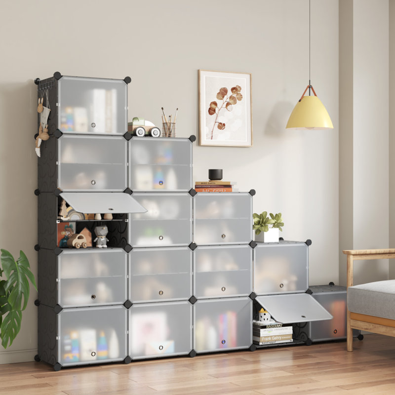 60 Pair Stackable Shoe Storage Cabinet, Black