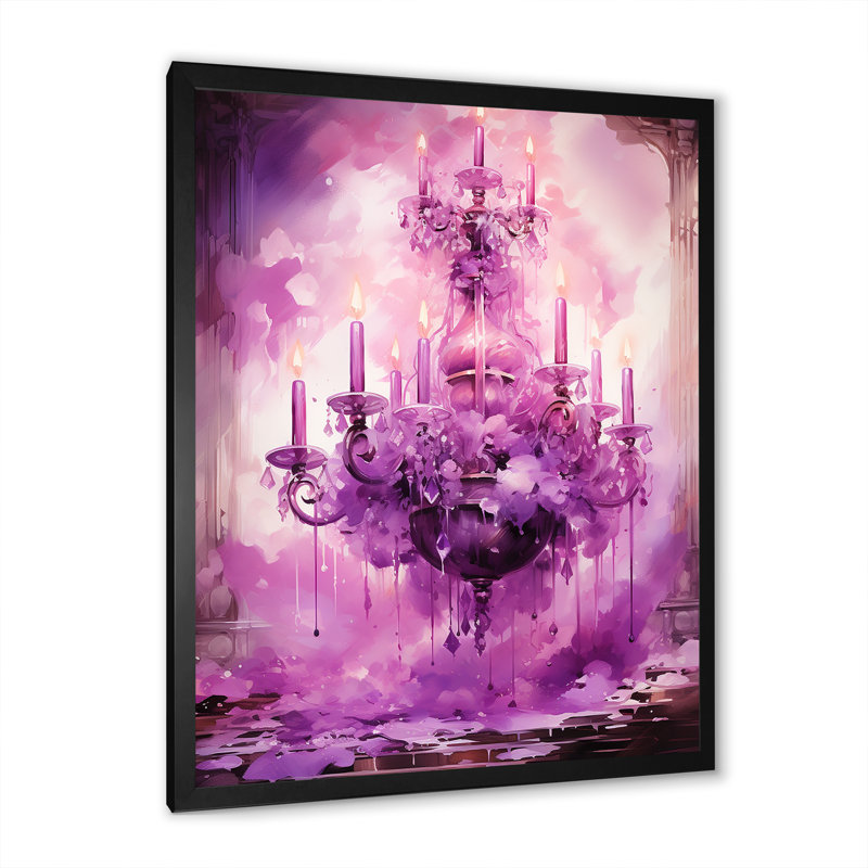 Lustre mauve cristal élégance - lustre, art mural, Cadre photo noir, H 44 po x l 34 po x P 1,5 po