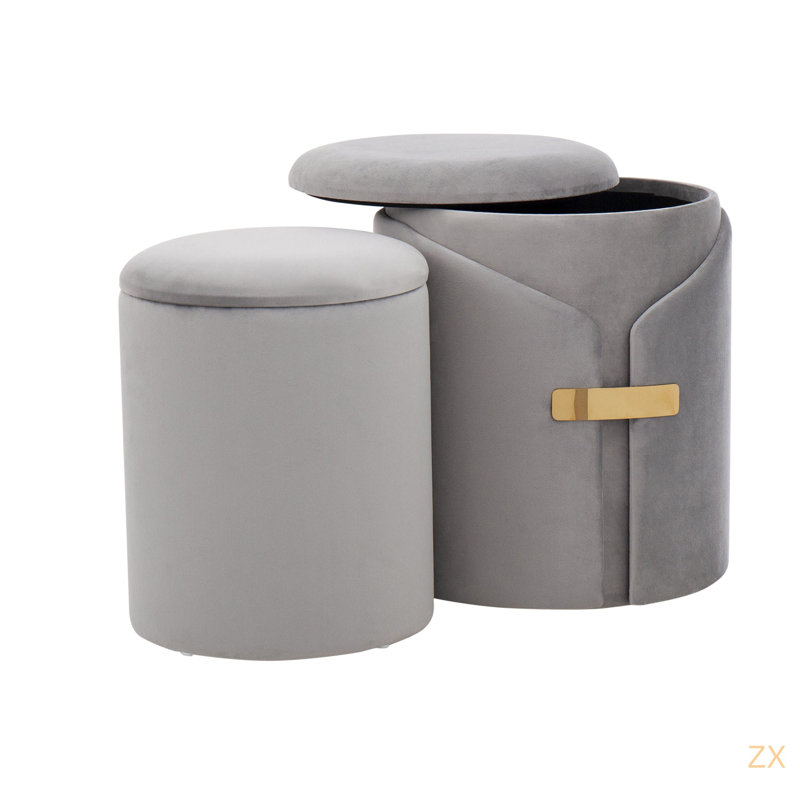 Ensemble de repose-pieds gigognes Dahlia, Gris