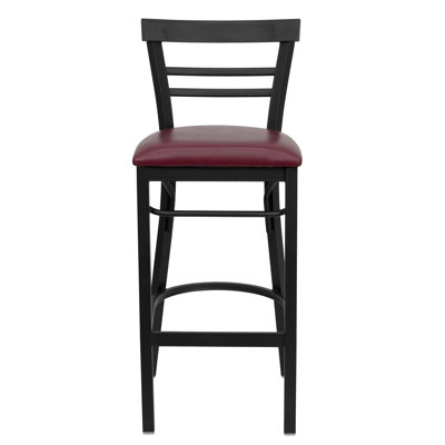 Tabouret de bar et de salle à manger à deux lattes en métal avec siège rembourré en vinyle Worley