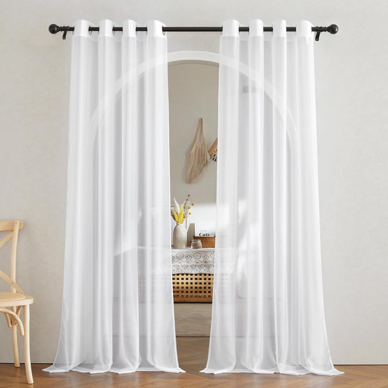 Rideaux de fenêtre transparents avec œillets NICETtown, Blanc, L 54 po x L 84 po