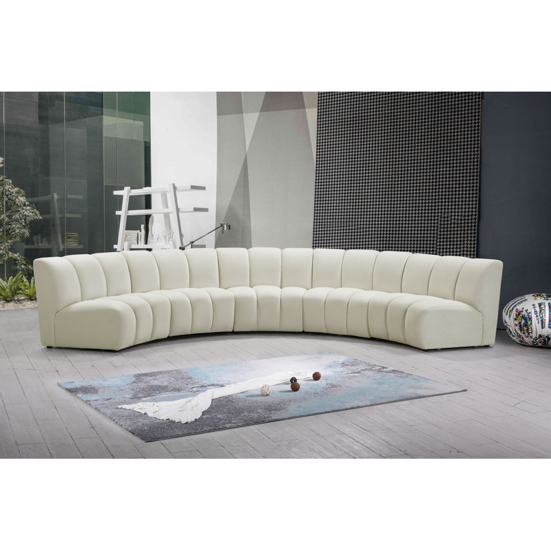 Canapé modulaire en velours Infinity, Velours crème, 5 pièces