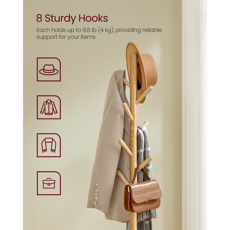 Rubber Freestanding 8 - Hook Coat Rack, Beige