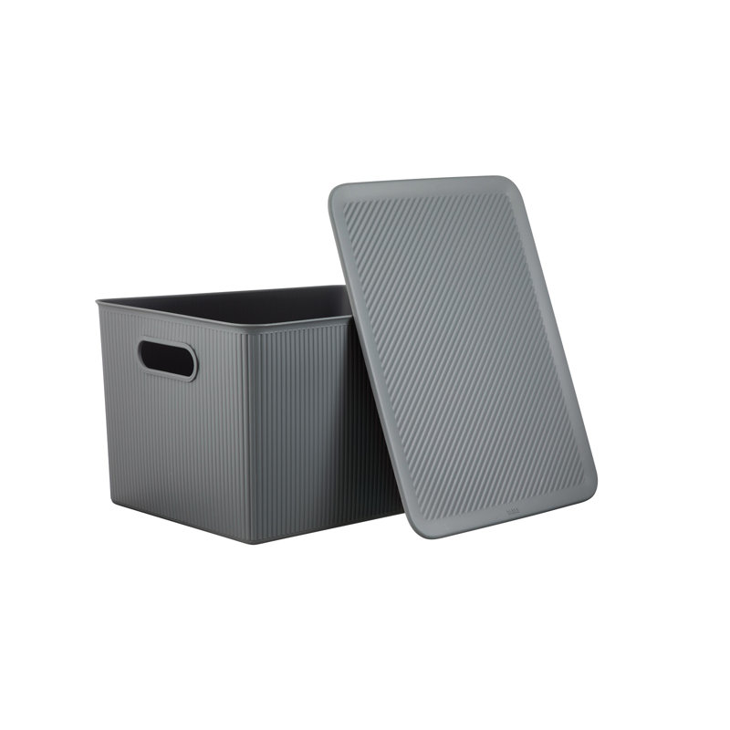 Bac de rangement avec couvercle assorti, Gris