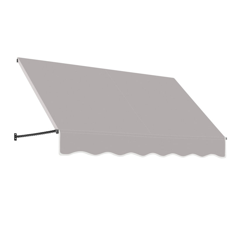 Awntech Santa Fe Acrylic Fabric Fixed Awning with Iron Rope Arms, 31" H x 124.5" W x 24" D, Gray