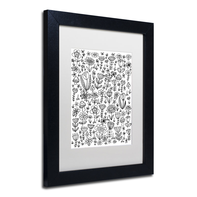 Arzel «Small Flowers», impression encadrée, H 14 po x l 11 po x P 0,5 po, Blanc