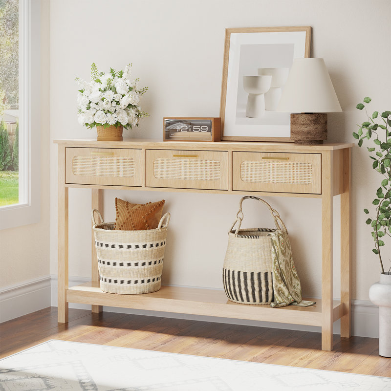 Console en rotin 51,2 po McDuffie, Naturel