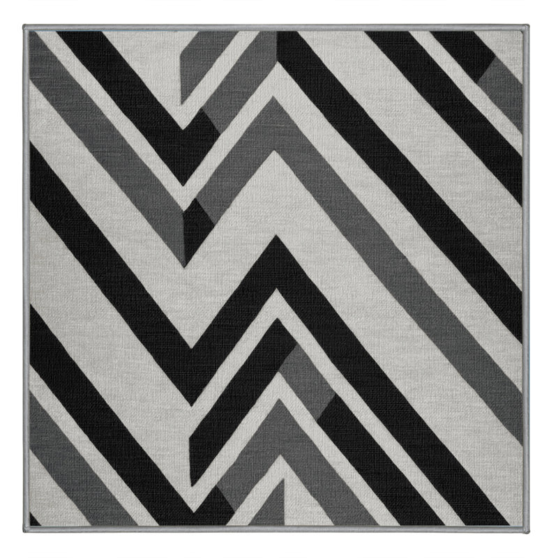 Tapis lavable rayé gris clair graphite, Rectangulaire 2 pi x 3 pi