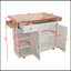 Chariot pour îlot de cuisine de 44 po avec plateau en bois massif, rangement pour le vin, porte-épices, porte-serviettes, porte-verres à vin, table à roulettes pour îlot de cuisine sur roulettes, installation sans outil, blanc et chêne