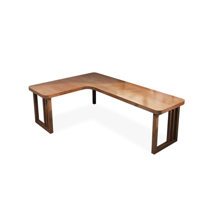 Bureaux rectangulaires en bois massif brun clair, Retour à gauche, 29.53"H x 78.74" W x 55.12" D