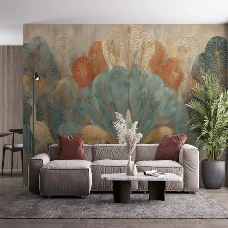 Art Deco Peacock Harmony, 117.96" L x 236" W