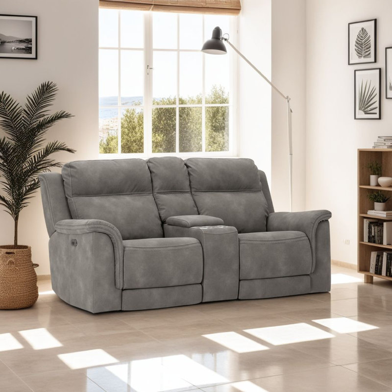 Causeuse inclinable électrique Corbin avec porte-gobelets, Gris