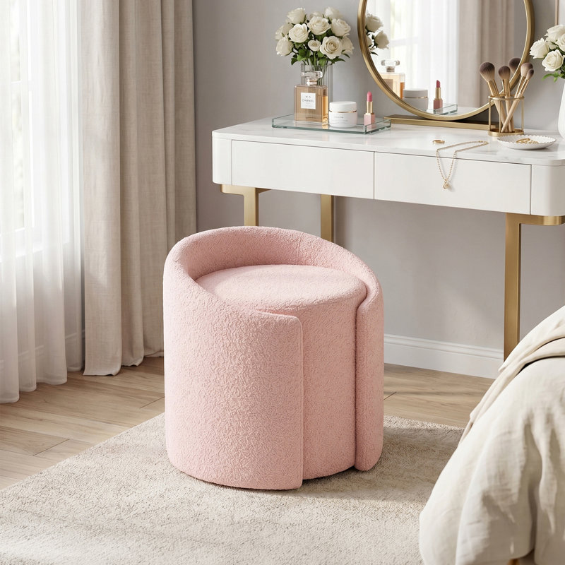Solid Wood Accent Stool, Pink