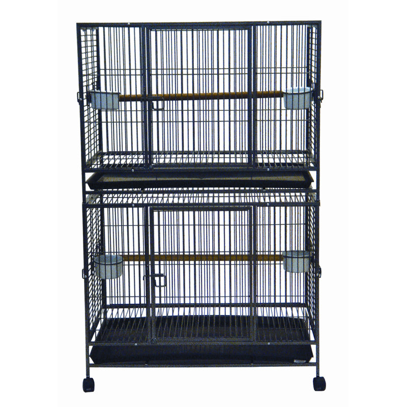 Cage à oiseaux double à plateau plat