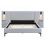 Lit tapissier en lin avec lumières et tablettes intégrées-300373951