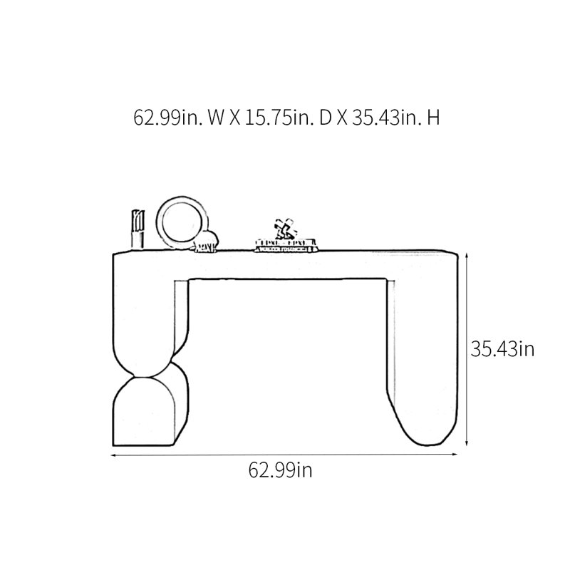 Console moderne minimaliste, H 35,43 po x l 62,99 po x P 15,75 po, Blanc
