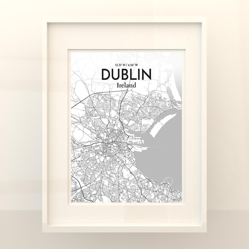 Dublin City Map In Tones - No Frame Print, 20cm H x 16cm W x 0.05cm D