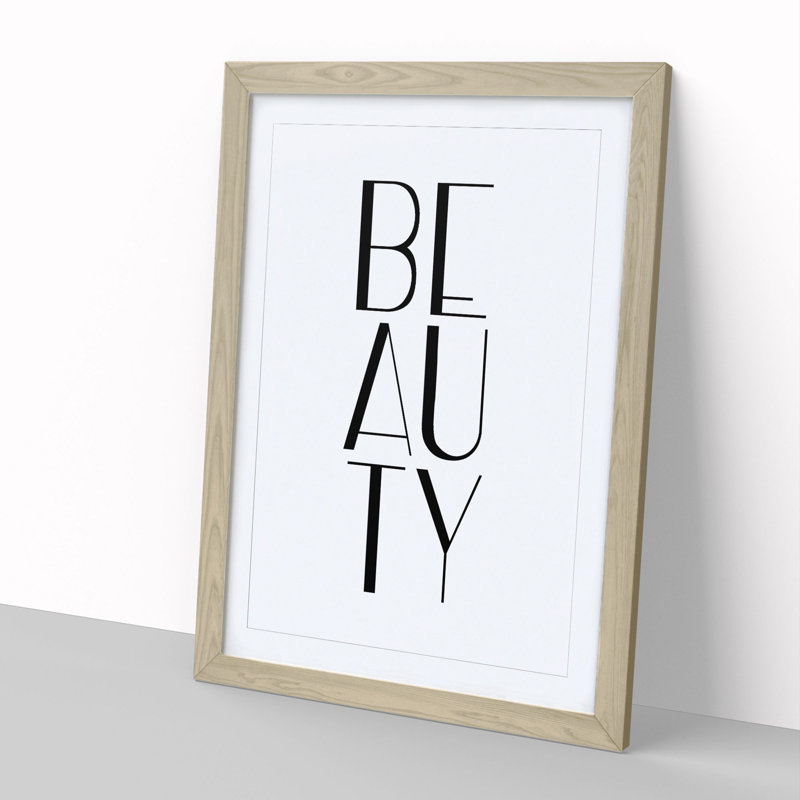 Beauty - Picture Frame Typography, Oak, 48cm H x 36cm W x 2cm D