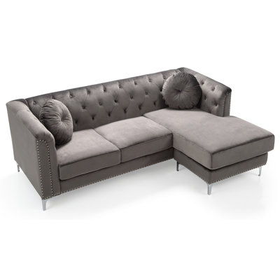 Pompano 83in Sofa Chaise, Dark Gray