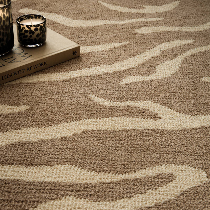 Alaisdair Tiger Animal Print Taupe Area Rug, Rectangle 160 x 230 cm