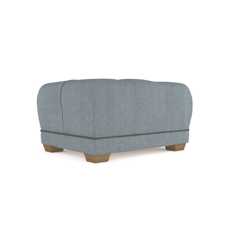 Hudson Ottoman, Plush Velvet Oyster, Weathered