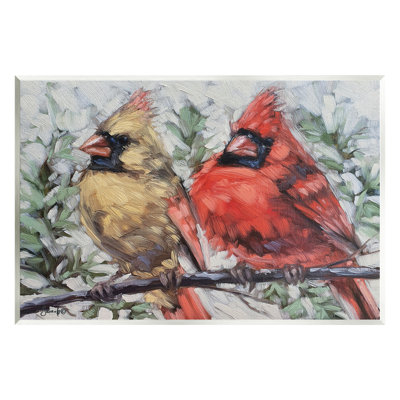 «Two Cardinals Perché Winter Trees Floater», art mural par Sara G. Designs
