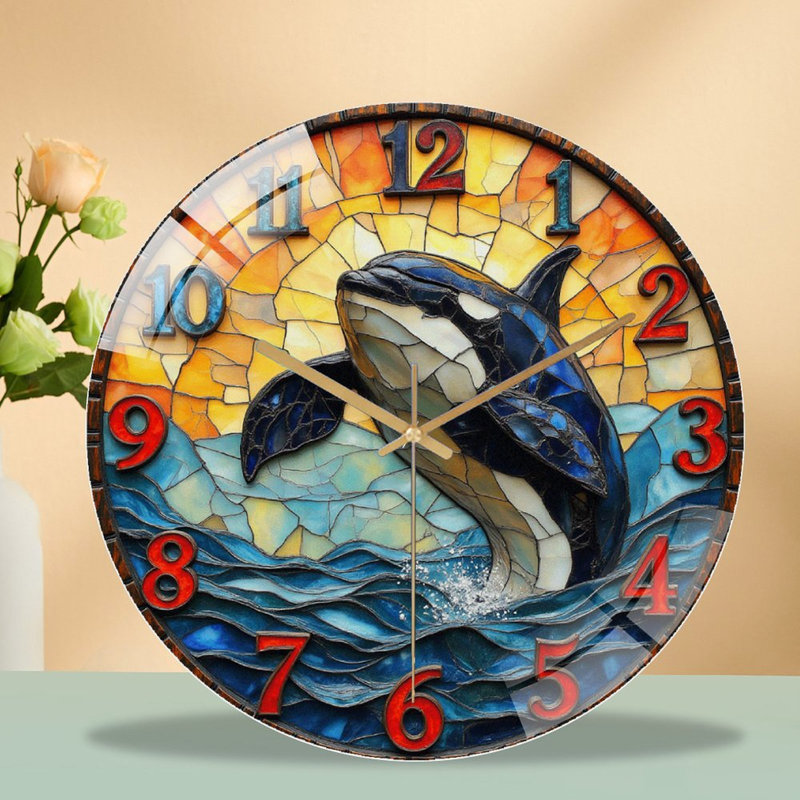 Horloge murale baleine - Horloge murale 12 po