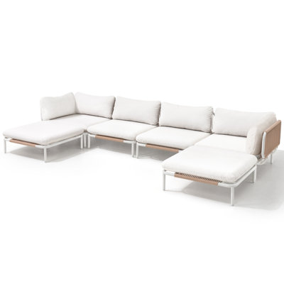 Metal Outdoor Patio Sectional With Cushions (Set Of 6)