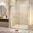 44-48" x 72" Tempered Glass with Explosion Proof Film, Aluminum Frame Double Sliding Shower Door, "1/4 (6 mm), Stainless Steel handle,Brushed Nickel