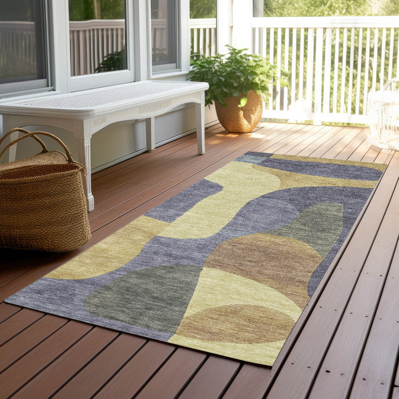 Tapis mauve lavable à la machine intérieur / extérieur Xhevrie, Tapis de couloir 2 pi 3 po x 7 pi 6 po