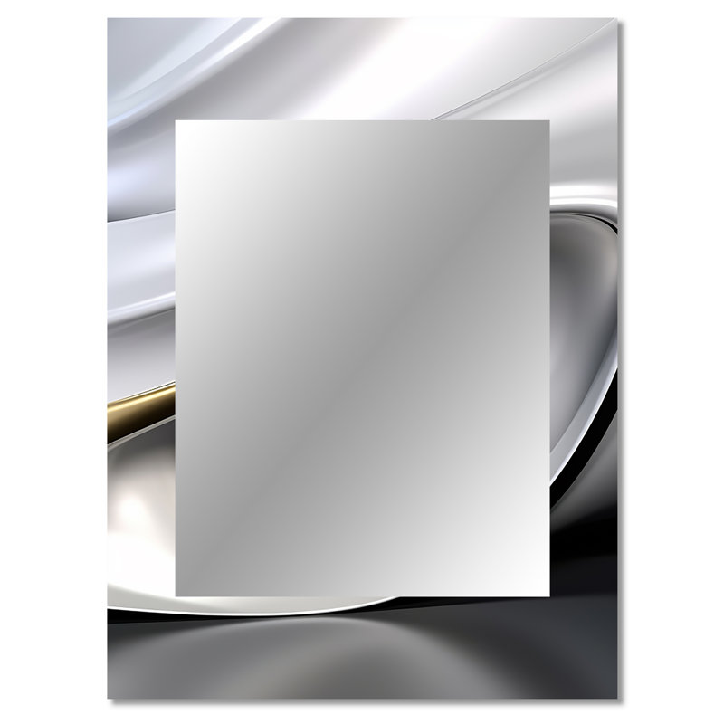 Gold White Infinite Ripples - Waves Mirror, Modern Decorative Wall Mirror, Printed Metal Art, 40" x 30"