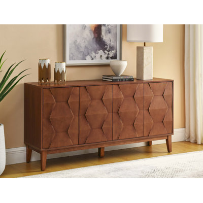 Buffet Mid-Century avec pieds en bois massif
