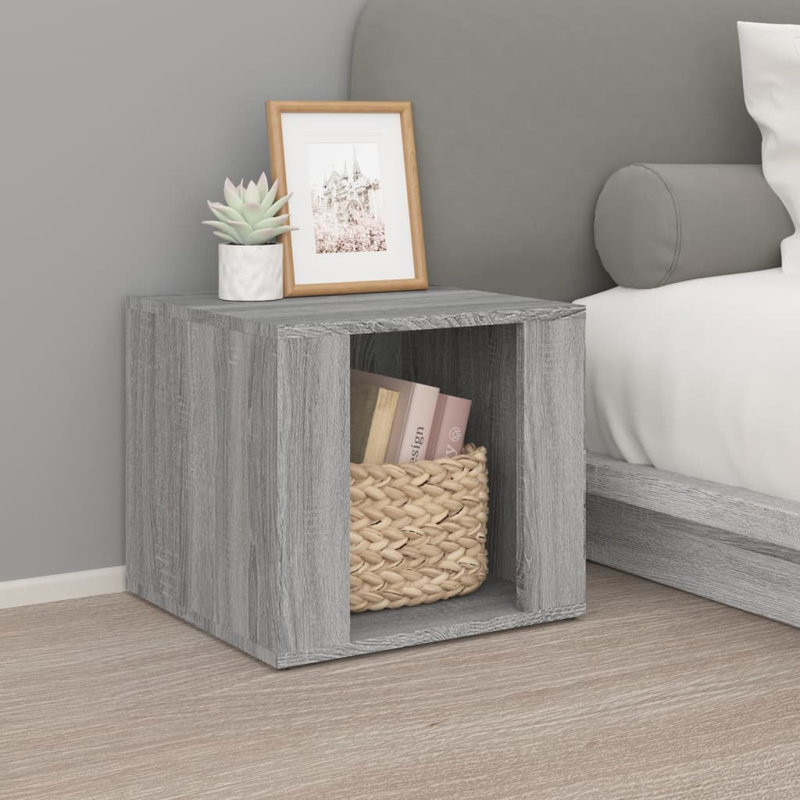 Khaiden 41cm W Manufactured Wood Bedside Table, Grey Sonoma