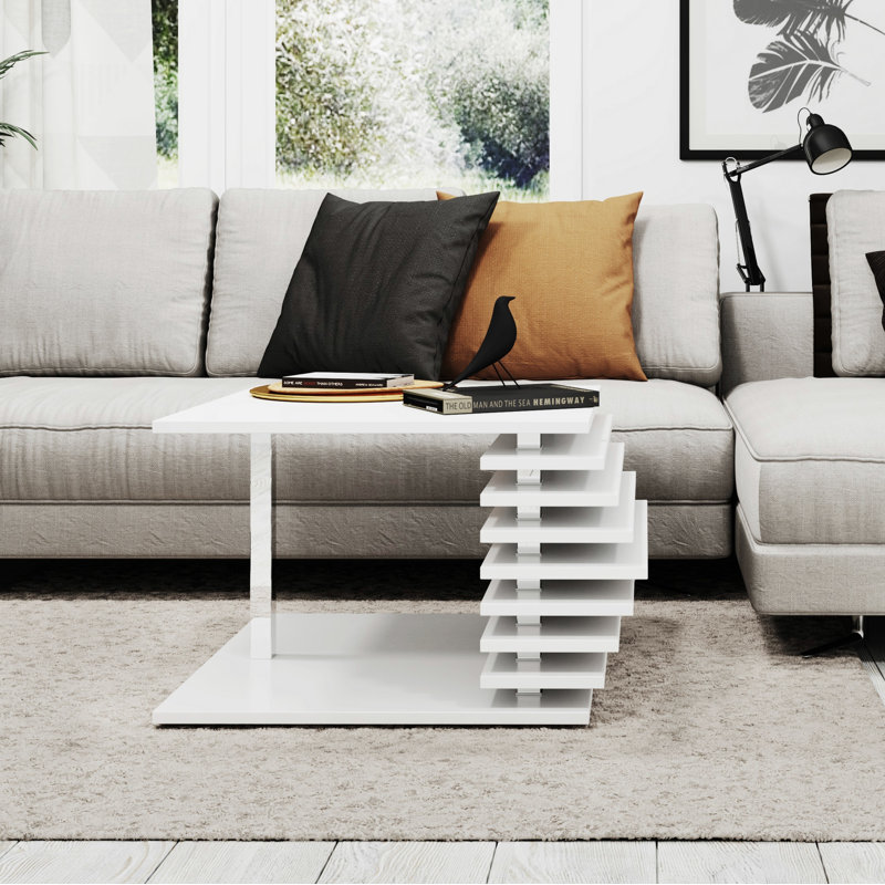 Linney Floor Shelf Coffee Table, 45" H x 70" W x 70" D, White