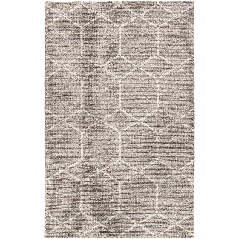 Saltzman Geometric Handmade Wool Area Rug, Rectangle 7'9" x 10'6", Taupe