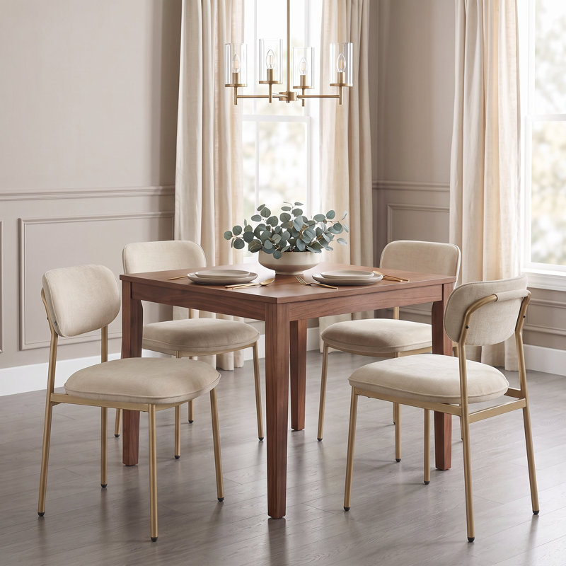 Chaises de salle à manger rembourrées modernes avec pieds en métal, Beige