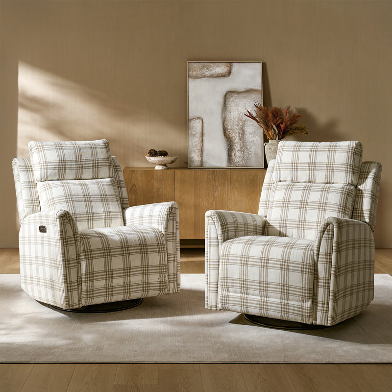  Fauteuil inclinable électrique pivotant à deux moteurs avec port USB 32 po Thorndike (ensemble de 2), Tanné