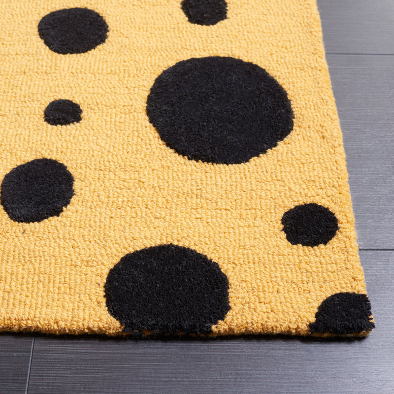 Tapis performance / performance en laine / coton touffeté à la main Jennabelle - doré / noir, Rectangle 5 pi x 8 pi