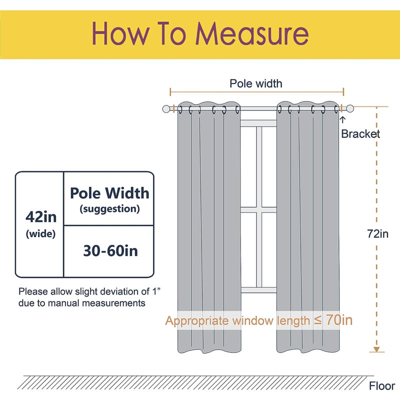 Blackout Curtain Pair, Greyish White, 42" W x 72" L