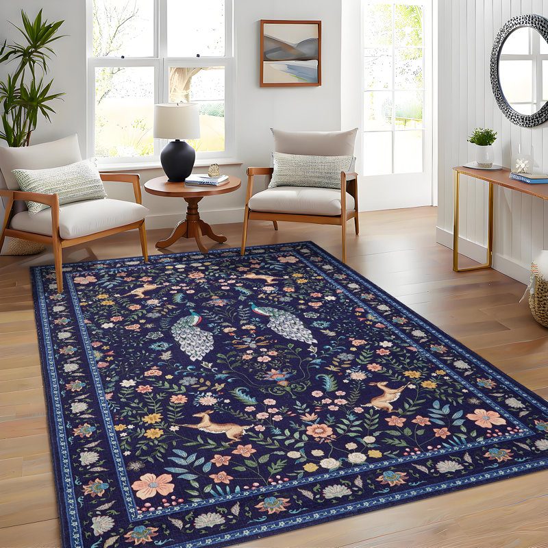 Farmhouse Washable Non Slip Rugs for Living Room Dining Room Bedroom Animal Print Soft Non-Shedding Stain Resistant Indoor Carpet