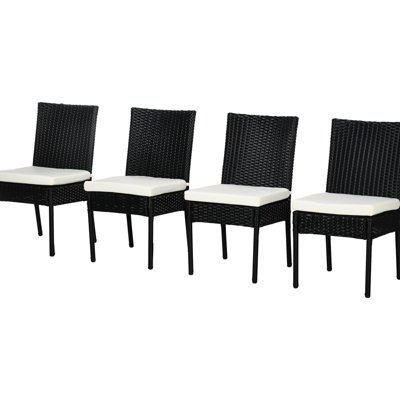 Patio Dining Chairs Of 4, Creamywhite. Pe Outdoor With Cushions And Backrests. For Deck, Porch, Garden. Superior Comfort Assurance. /Water . Metal Reinforced. 264 Lbs Weight Capacity. 16.96 In D X