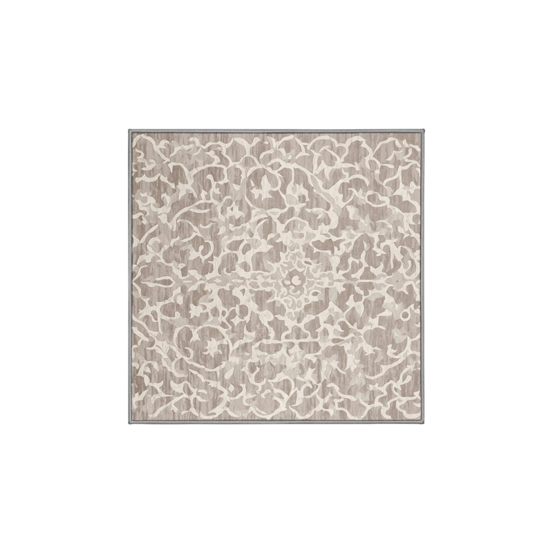 Machine Washable Gray Area Rug, Square 4'