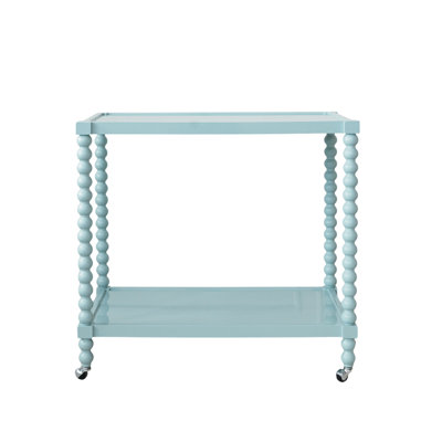 Foskey Rubberwood 2-Tier Bar Cart On Wheels