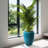 All - Weather Cyan Ceramic Planter, Glossy Finish, Drainage For Plant Proliferation, 16.42" L W 21.04" H Modern Planter Windowsill And Outdoor Patio, Root Health,-755235123