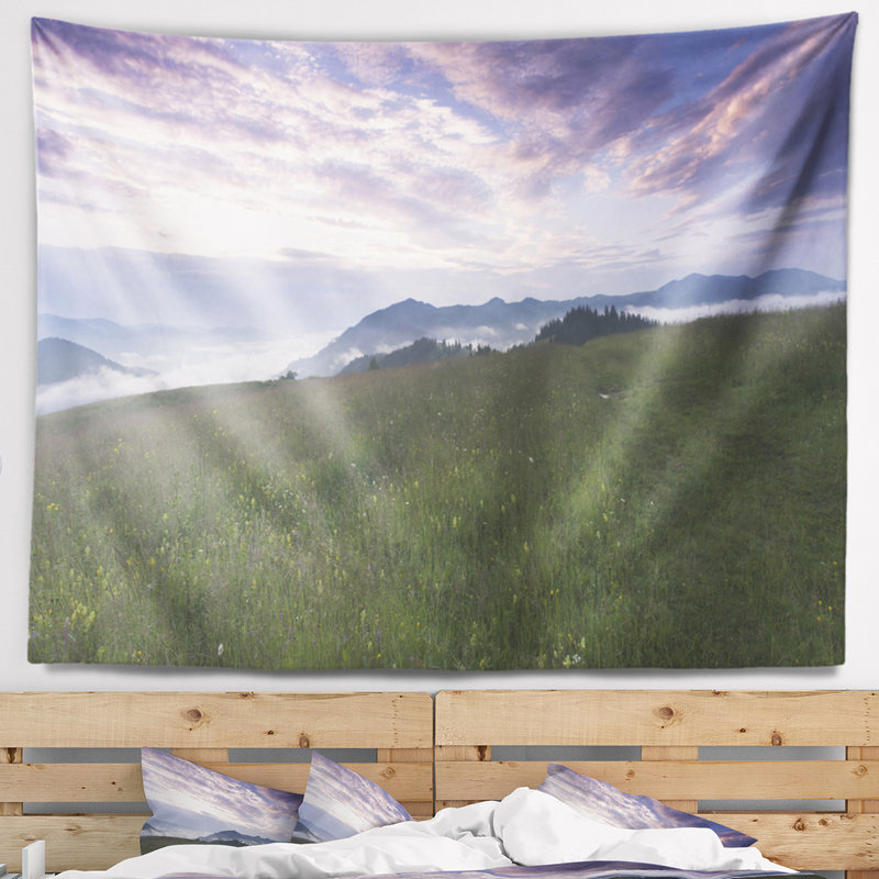 Tapisserie paysage paysage de montagne, H 78 po x l 92 po