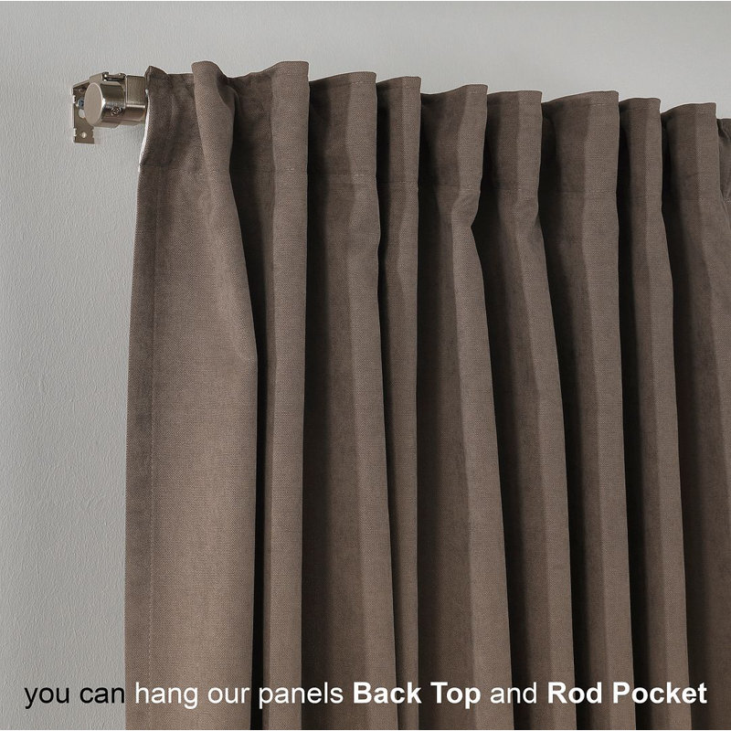 Solid Colour Kitchen Curtain, 45" W x 60" L, Light Brown