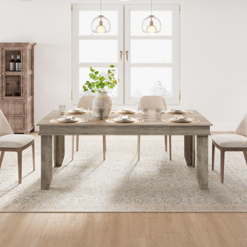 Modern 71 Inch Farmhouse Dining Table, Rectangular Wooden Table for 6-8, Heavy-Duty Family Kitchen Table, Easy Assembly, Gray