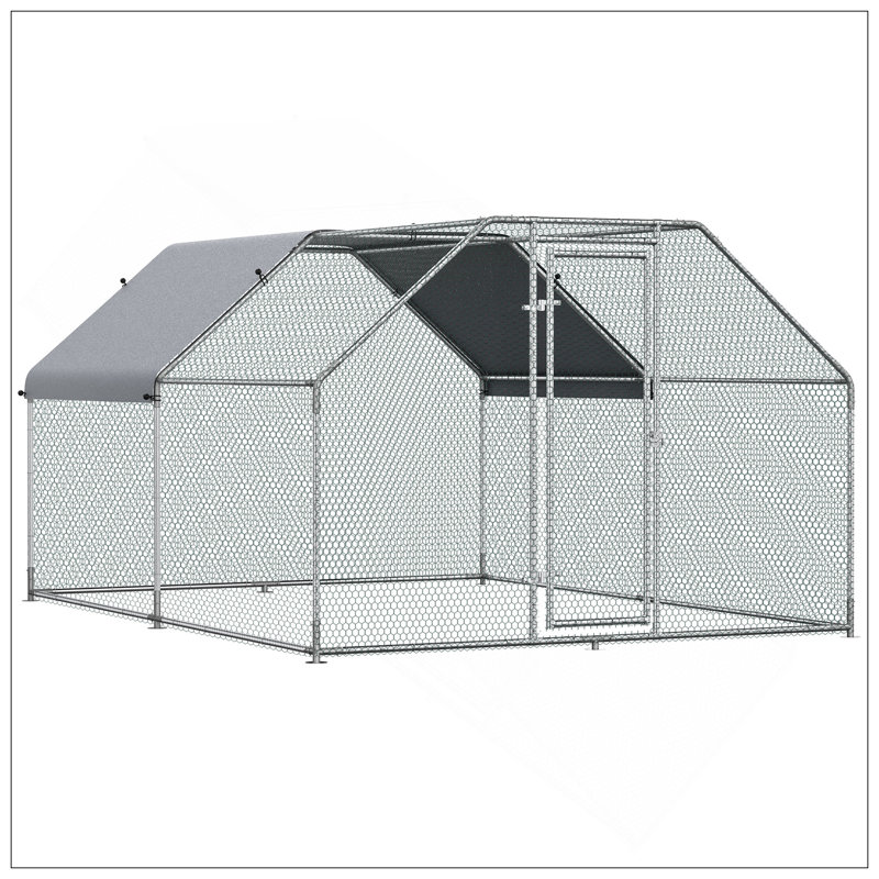 Grand poulailler en métal avec couvercle imperméable et anti-UV, conception spacieuse pour une utilisation à la ferme