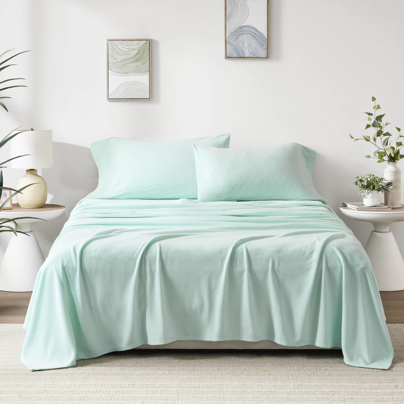 Drap simple 100% polaire 3 pièces Handfeel Cozy Pilling 2 pièces taies d'oreiller plates Lavable à la machine